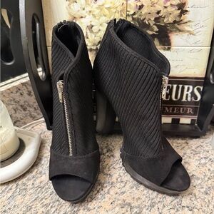 Report Black Peep-Toe Booties
